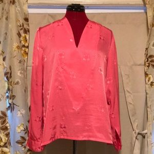 Vintage 80s Bright Pink Monkey Print Blouse